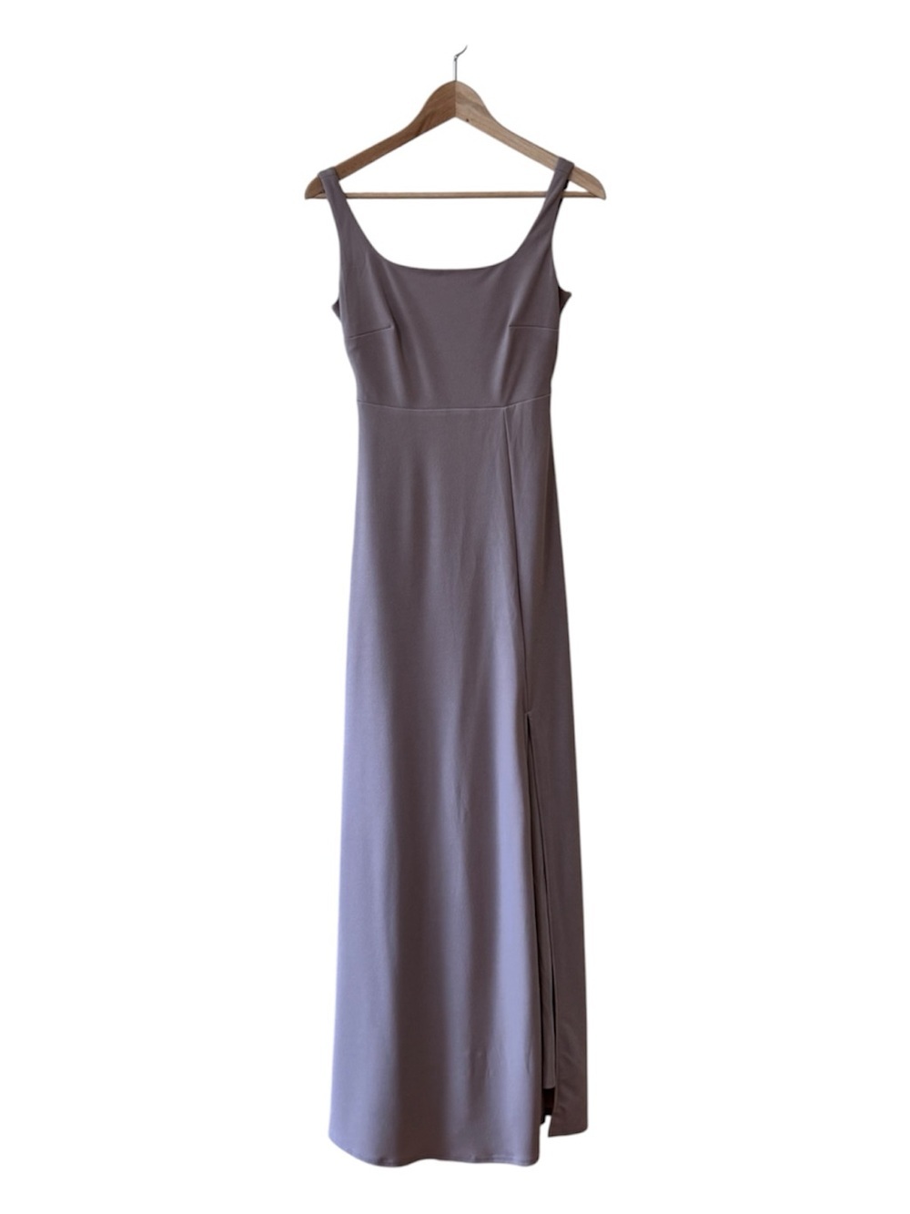 Birdie Grey Sleeveless Taupe Evening Gown with Side Slit Size XS